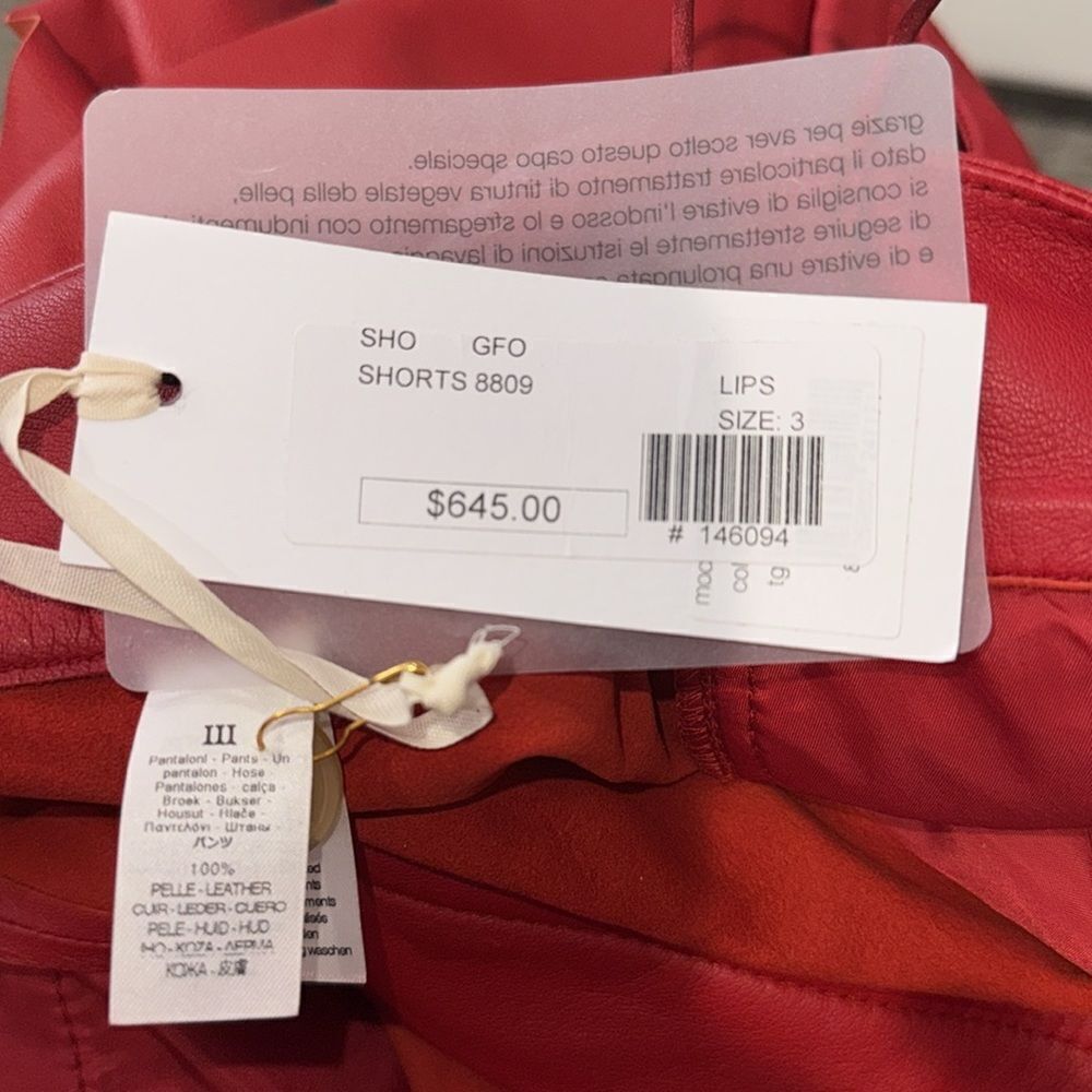 NWT Forte Forte NAPPA SHORTS - LIPS Red Large Size 3/ Large - Picture 13 of 15